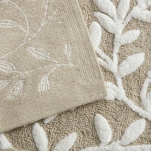 Tapis de bain en coton brodé de fleurs, rectangulaire, antidérapant avec support en caoutchouc, style classique, pour usage domestique - Product Image 5