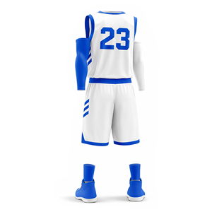 Ensemble d'uniformes de basketball personnalisés avec impression numérique, maillot de match et d'entraînement 100 % polyester, numéros d'équipe, maille respirante pour adultes - Product Image 3