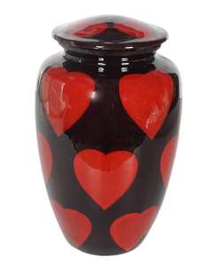 Urne funéraire classique en métal rouge en forme de cœur, pour cendres humaines d'adultes, style américain/européen - Product Image 2