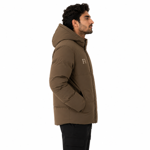 Men's Hooded Puffer Jacket <b>Quilted</b> <b>Winter</b> Padded Coat Custom Embroidery OEM Wholesale Men's Jackets Manufacturer Bulk Outerwear - Product Image 4