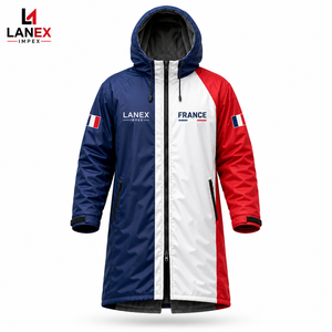 Chaqueta Parka Personalizada con la Bandera de Francia, Impermeable, Cortavientos, Forrada de Forro Polar, con Capucha, para Natación, Surf y Deportes al Aire Libre - Product Image 2
