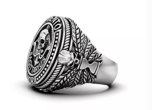 Bague Zodiaque Sagittaire en Argent Sterling 925 de Luxe, Design Crâne Archange, Large Bande Antique, Bijou Tendance pour Hommes et Femmes - Product Image 4