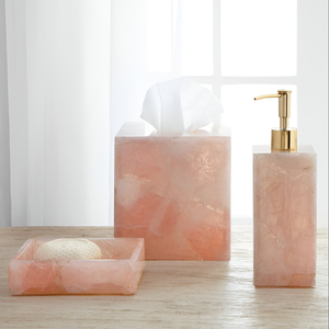 Eco-Friendly Modern Design Stylish <b>Accessories</b> Luxurious Rose Quartz Three-piece <b>Bathroom</b> <b>Set</b> for Spa and Restaurant Use - Product Image 1