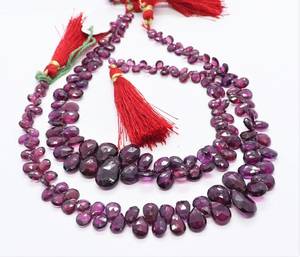 Perles de grenat rhodolite naturel facettées en forme de poire 4x6-6x9MM, perles de grenat rhodolite facettées en forme de poire de 10 pouces pour bijoux - Product Image 3