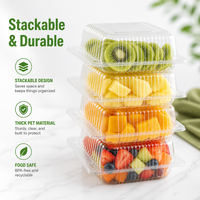 Kotak Buah Plastik PET Transparan Sekali Pakai dengan Tutup untuk Menampilkan Stroberi dan Blueberry