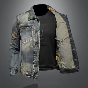 Nouvelle veste en jean rétro d'été unisexe coupe ajustée délavée longue et fine imperméable respirante à capuche style motard - Product Image 3