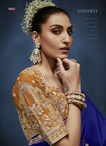 Designer Beautiful Fancy <b>Tissue</b> silk Moti, Cut Dana, Beads, Sequin, Stone, Zardozi Work <b>Wedding</b> Wear Saree, Party Wear - Product Image 2