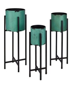 Pot de fleurs en métal d'inspiration nordique avec support surélevé, pot de fleurs décoratif d'intérieur pour la décoration du salon et du balcon - Product Image 1