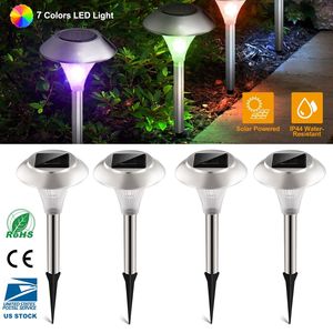 Set di 4 Luci Solari da Giardino IP44 Impermeabili, Lampade Paesaggistiche Cambia Colore per Esterni, Illuminazione per Prato di 10 Ore - Product Image 4