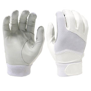 White Full Finger Baseball Batting Gloves Leather Non-Slip <b>Hook</b>& Loop Closure For Adults Right Handed Throw Softball Gloves - Product Image 1