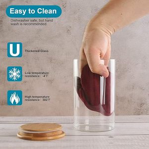 Premium Borosilicate Glass Jar with <b>Bamboo</b> Lid for Coffee Beans Tea Leaves and Sugar - Product Image 2