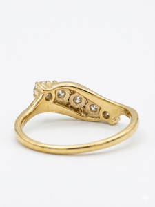 Anillo de Boda de Oro Amarillo de 14K con 5 Piedras, Estilo Ondulado, con Diamantes Cultivados en Laboratorio, Precio de Fábrica al por Mayor - Product Image 4