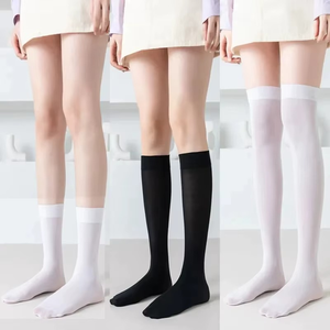 Solid Color Woman <b>Socks</b> Thin Knee High <b>Socks</b> Cute Black White <b>Long</b> <b>Socks</b> Girls Stockings High Quality - Product Image 5