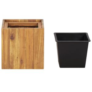 Petit lit de jardin surélevé en bois d'acacia massif brun avec finition à l'huile naturelle pour pots et jardinières - Product Image 3