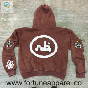 Sweat à capuche oversize en molleton 100% coton pour homme, hiver, broderie, service OEM, doublure personnalisée - Product Image 1