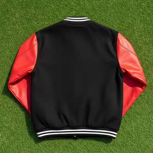 Blouson universitaire personnalisé pour homme 100 % laine, matière unie avec broderie chenille, manches en cuir, coupe oversize, faible MOQ - Product Image 2