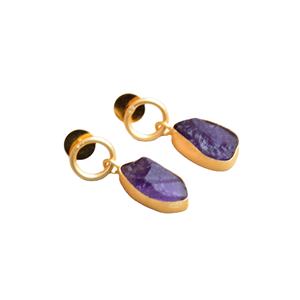 Pendientes de Latón al por Mayor, Diseño de Piedra Natural en Bruto, Acabado de Latón Antiguo, Diseño Boho Chic, Listos para Enviar al por Mayor - Product Image 3