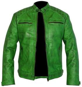 Men's <b>Vintage</b> <b>Racing</b> Leather <b>Jacket</b> with Custom Logo Embroidery Double Sided Zippers & High Collar OEM Service Available Custom - Product Image 1
