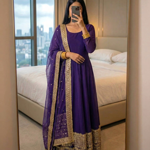 Ramdev Trading Women's Modern Elegant Embroidered Sequence Work Kurta/<b>Kurti</b> Fully Stitched Dupatta Included Quick Dry Party All - Product Image 1