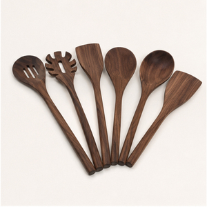 Juego de Cucharas y Espátulas de Cocina de Madera Negra Premium, Diseño Moderno, Ecológico, 4 Piezas, Utensilios de Cocina para el Hogar y Restaurantes - Product Image 1