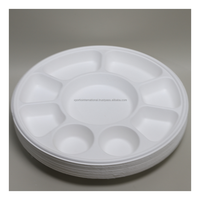Assiette à compartiments jetable de qualité alimentaire, biodégradable, en pulpe de canne à sucre, 4 sections, compostable, qualité certifiée, pour le service alimentaire