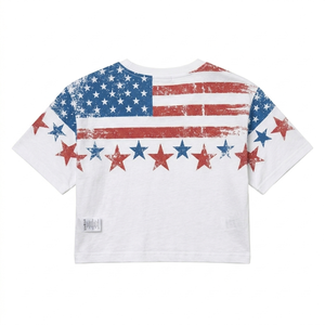 T-shirt court pour femme à motif drapeau patriotique USA 2026, impression personnalisée, manches courtes, décontracté, mélange de coton, streetwear d'été, style baby tee - Product Image 4