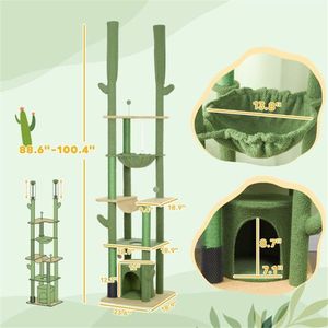 Lussuoso Tiragraffi Grande per Gatti in Legno Massello Moderno e Cuccia Interna per Animali Domestici con Giocattoli per Arrampicata - Product Image 4