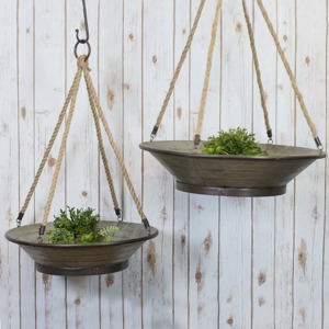 Jardinière suspendue minimaliste en métal avec sangle en corde pour une utilisation intérieure et extérieure - Product Image 4