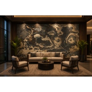 Modern California Gold Translucent Stone <b>Veneer</b> <b>Sheet</b> Natural Wall Panel for Kitchen Bathroom Staircase Living Room - Product Image 5