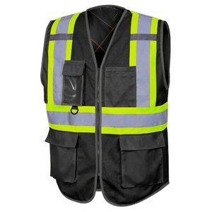 Workwear Safety Clothing Zipper Vest High Visibility Polyester Construction Multi Pocket Security Vest <b>Jackets</b> For <b>Worker</b> - Product Image 1