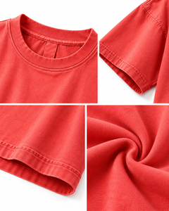 T-shirt Unisexe Rouge Corail Surdimensionné Personnalisé en Coton Lourd, Épaules Tombantes, Style Streetwear, Vêtements à Marque Privée, Vente en Gros - Product Image 6