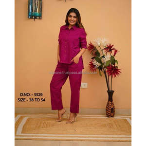 Beautiful Heavy Cotton Slub / Cotton Flex (खादी) Best Quality Fabric Cordset ( Short Length Shirt - 29”) With <b>Wooden</b> <b>Buttons</b> & L - Product Image 5