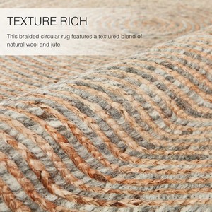 Round Bohemian Jute Area <b>Rug</b> with Blue Fringe Handcrafted Eco Friendly Living Room Decor - Product Image 5