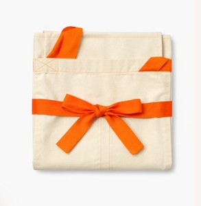 Tablier unisexe en coton avec nœud orange et poches pour restaurant et bar, en tissu tricoté, bretelles réglables, manches courtes - Product Image 4