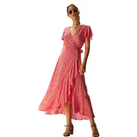 Floral Printing Chiffon Maxi Dress for Women, Ladies