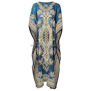 Vestido largo africano Dashiki Kaftan de alta calidad, vestido estampado de verano lavable para mujer en diferentes colores - Product Image 1