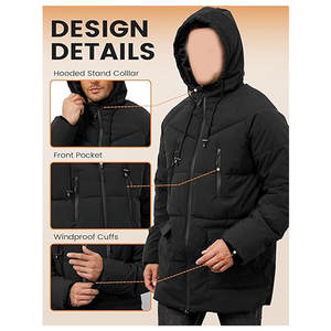 Abrigo Largo de Invierno para Hombre, Chaqueta Acolchada con Capucha, Chaqueta Impermeable, Gruesa y Acolchada, Chaqueta Parka Aislante para Clima Frío - Product Image 4