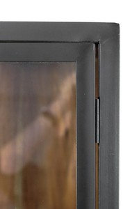 Armario de Madera de Estilo Industrial Moderno con Puertas de Vidrio, 2 Estantes, Mueble de Almacenamiento para Dormitorio - Product Image 5