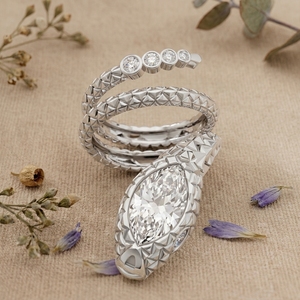 Lab Grown Marquise Diamond <b>Ring</b> <b>Set</b> Geometric Textured Band 14K 18K White <b>Gold</b> Rhodium Plated Modern Bridal Engagement <b>Ring</b> IGI - Product Image 2