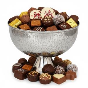 Bol de service classique en métal doré avec pieds, plat décoratif doré pour centre de table, bonbonnière pour mariage, fête et événementiel, prix abordable - Product Image 2