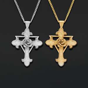 Colgante BOJ RCJ 010 Victoriano Personalizado Rosacruz Hecho a Mano en Plata de Ley, Cruz de la Rosa, Símbolo Alquímico, Precio Bajo en Oferta - Product Image 1