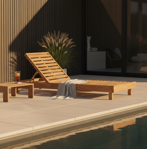 Elegante Tumbona Leona, Fabricada Artesanalmente con Acabado de Madera Natural Moderna, Tumbona de Listones para Villas de Alta Gama, Spas y Restaurantes - Product Image 4