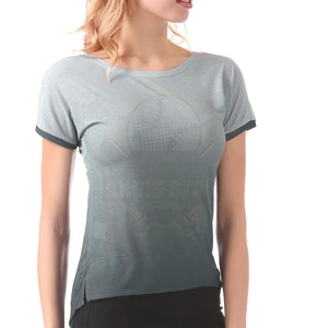 T-shirt en tricot à col rond et manches courtes pour femme, couleur unie, respirant, décontracté, coupe classique, à porter toute l'année - Product Image 3