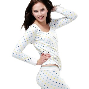 เซ็ตชุดชั้นในผ้าฝ้ายเนื้อบางพิเศษสำหรับผู้หญิงชุดนอนให้ความอบอุ่นระบายอากาศได้ดีชุดใส่อยู่บ้านฤดูหนาวชุดลองจอนและกางเกง - Product Image 1