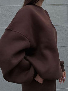 Sweat-shirts surdimensionnés personnalisés pour femmes, décontractés, hiver, manches longues, poignets côtelés extensibles, coupe confortable et décontractée, 100% coton - Product Image 3