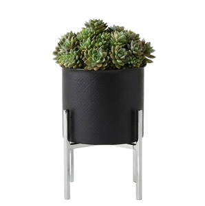 Grand pot de fleurs avec support en acier noir thermolaqué, décoration de jardin, accessoires d'extérieur, balcon - Product Image 3