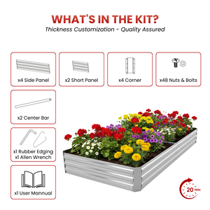 Bac à jardin surélevé en acier rectangulaire grand et durable pour l'extérieur, bacs à jardin pour légumes, fleurs, pommes de terre, plantation, utilisation en extérieur - Product Image 4