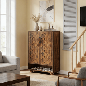 Mobile Portascarpe Moderno in Legno Massello con Ripiani Regolabili, Arredamento per Soggiorno ad Alta Resistenza per Uso Domestico - Product Image 3