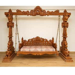 Antique Polished Teak Wood Jhula Swing with Designer Pillars Handcrafted <b>Vintage</b> Design Customizable Size Factory Price Sydney - Product Image 1