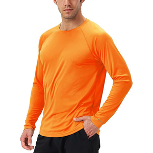 เสื้อแรชการ์ดแขนยาวสีส้มสำหรับผู้ชาย ป้องกันแสงแดด UPF 50+ แห้งเร็ว กระชับกล้ามเนื้อ เหมาะสำหรับว่ายน้ำ - Product Image 2